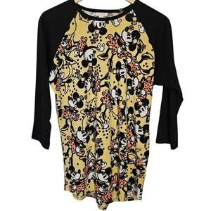 LuLaRoe Disney Yellow Orange Minnie‎ Mouse Randy Baseball T-shirt Size Medium